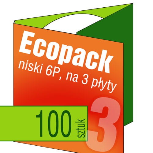 Ecopacki niskie 6P - dwułamowe, na 3 płyty - druk pełnokolorowy, uszlachetnienie folią w cenie podstawowej - 100 szt.