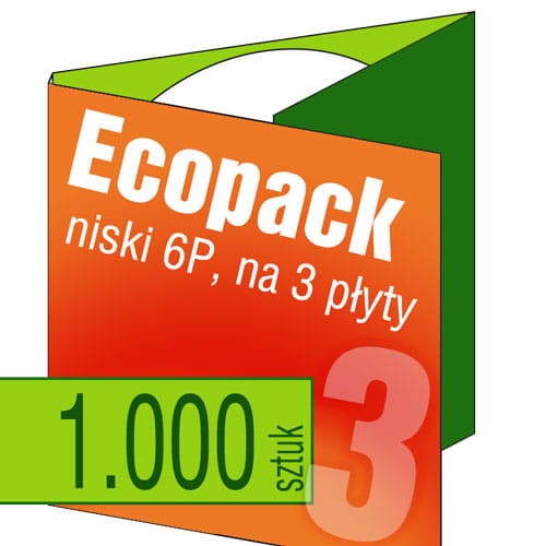 Ecopacki niskie 6P - dwułamowe, na 3 płyty - druk pełnokolorowy, uszlachetnienie folią w cenie podstawowej - 1.000 szt.