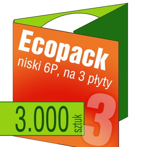 Ecopacki niskie 6P - dwułamowe, na 3 płyty - druk pełnokolorowy, uszlachetnienie folią w cenie podstawowej - 3.000 szt.
