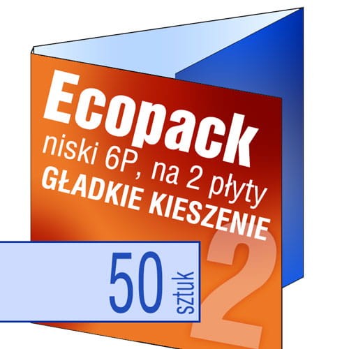Ecopacki 6P - dwułamowe, 2 płyty (dwie gładkie kieszenie), możliwość zapakowania także 1 płyty + książeczki- druk pełnokolorowy - 50 szt.