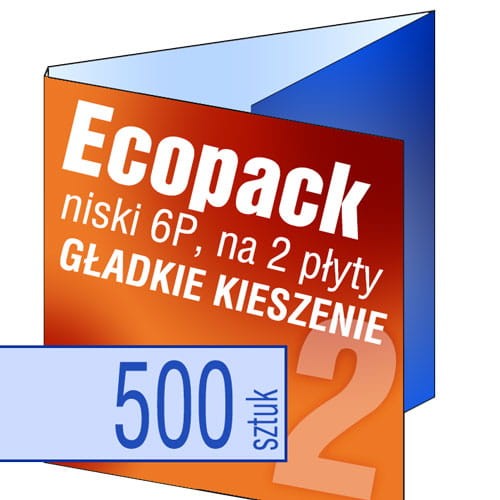 Ecopacki 6P - dwułamowe, 2 płyty (dwie gładkie kieszenie), możliwość zapakowania także 1 płyty + książeczki- druk pełnokolorowy - 500 szt.