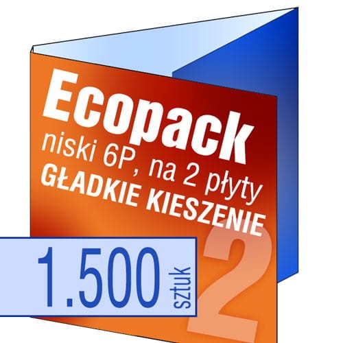 Ecopacki 6P - dwułamowe, 2 płyty (dwie gładkie kieszenie), możliwość zapakowania także 1 płyty + książeczki- druk pełnokolorowy - 1.500 szt.