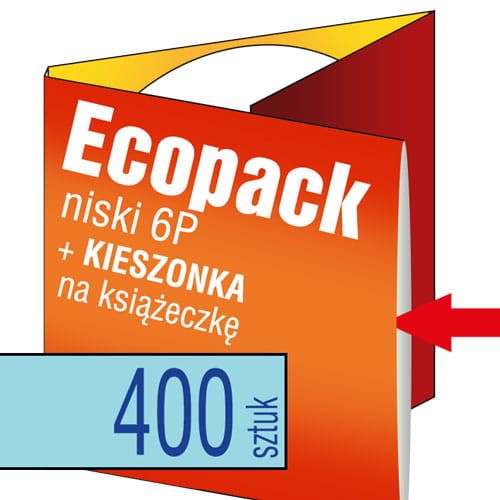 Ecopacki 6P - dwułamowe, 1 płyta, kieszonką na książeczkę - druk pełnokolorowy - 400 szt.