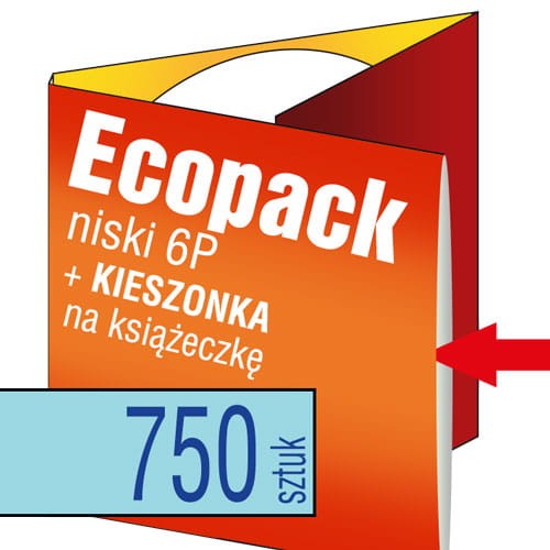 Ecopacki 6P - dwułamowe, 1 płyta, kieszonką na książeczkę - druk pełnokolorowy - 750 szt.