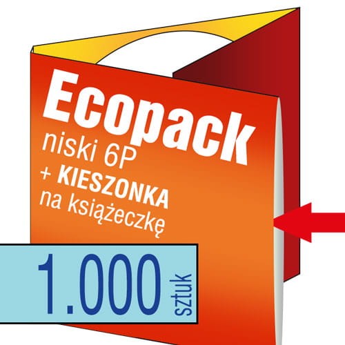 Ecopacki 6P - dwułamowe, 1 płyta, kieszonką na książeczkę - druk pełnokolorowy - 1.000 szt.