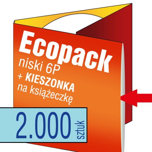 Ecopacki 6P - dwułamowe, 1 płyta, kieszonką na książeczkę - druk pełnokolorowy - 2.000 szt.