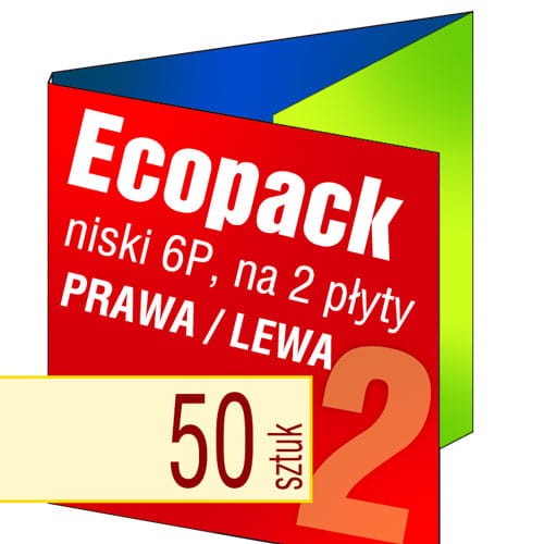 Ecopacki niskie 6P - dwułamowe, na 2 płyty na bocznych panelach (prawa/lewa) - druk pełnokolorowy, uszlachetnienie folią w cenie podstawowej - 50 szt.