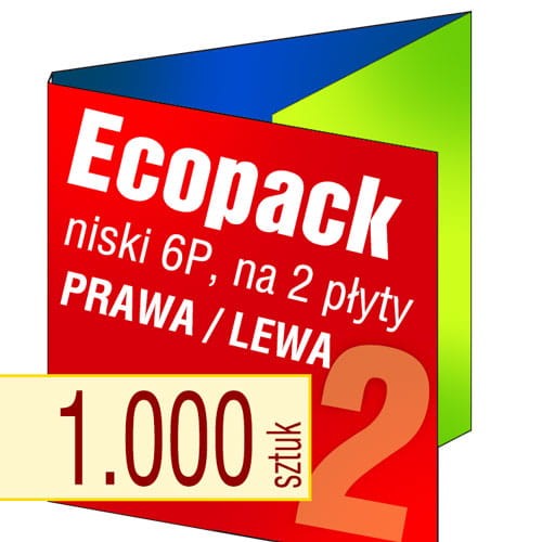 Ecopacki niskie 6P - dwułamowe, na 2 płyty na bocznych panelach (prawa/lewa) - druk pełnokolorowy, uszlachetnienie folią w cenie podstawowej - 1.000 szt.