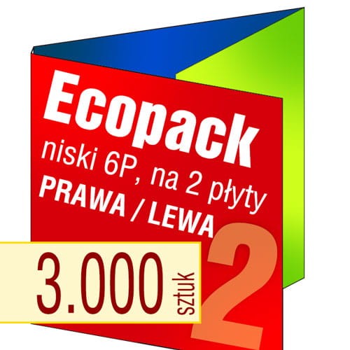 Ecopacki niskie 6P - dwułamowe, na 2 płyty na bocznych panelach (prawa/lewa) - druk pełnokolorowy, uszlachetnienie folią w cenie podstawowej - 3.000 szt.