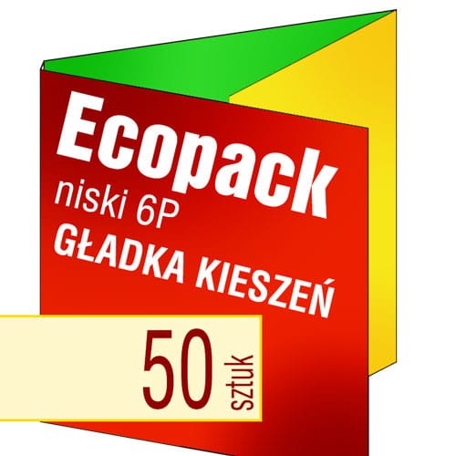 Ecopacki niskie 6P - dwułamowe, na 1 płytę (GŁADKA KIESZEŃ) - druk pełnokolorowy, uszlachetnienie folią w cenie podstawowej - 50 szt.
