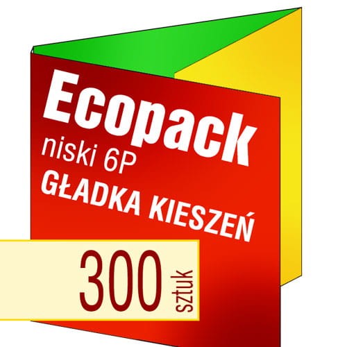 Ecopacki niskie 6P - dwułamowe, na 1 płytę (GŁADKA KIESZEŃ) - druk pełnokolorowy, uszlachetnienie folią w cenie podstawowej - 300 szt.