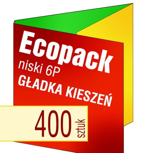 Ecopacki niskie 6P - dwułamowe, na 1 płytę (GŁADKA KIESZEŃ) - druk pełnokolorowy, uszlachetnienie folią w cenie podstawowej - 400 szt.
