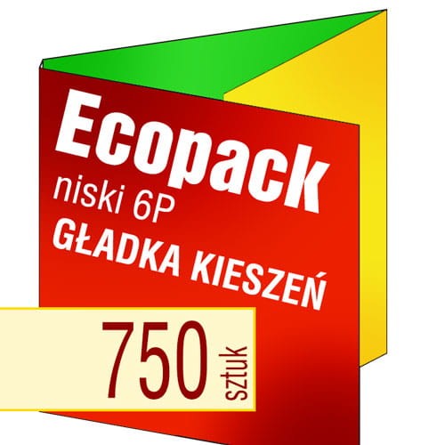Ecopacki niskie 6P - dwułamowe, na 1 płytę (GŁADKA KIESZEŃ) - druk pełnokolorowy, uszlachetnienie folią w cenie podstawowej - 750 szt.