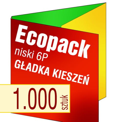 Ecopacki niskie 6P - dwułamowe, na 1 płytę (GŁADKA KIESZEŃ) - druk pełnokolorowy, uszlachetnienie folią w cenie podstawowej - 1.000 szt.