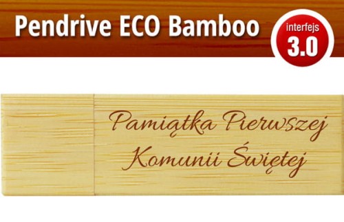 Pendrive okolicznościowy drewniany - Pierwsza Komunia Święta - PK 6014 EKO BAMBOO