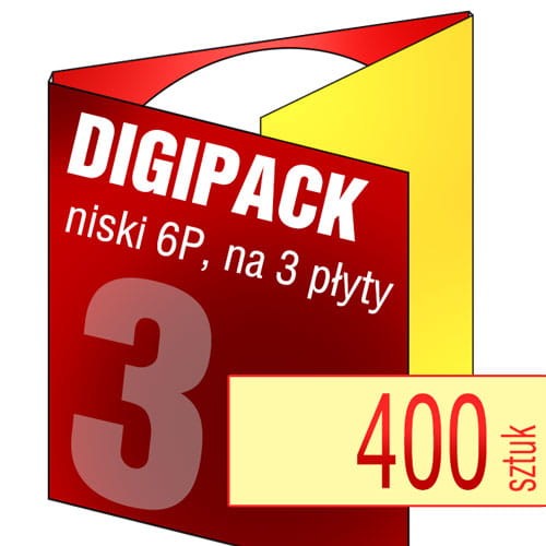 Digipacki 6P - dwułamowe, na 3 płyty - druk pełnokolorowy, uszlachetnienie folią w cenie podstawowej - 400 szt.