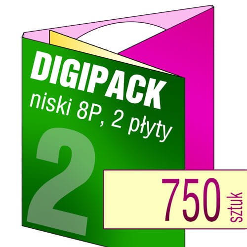 Digipacki 8P - trzyłamowe, na 2 płyty - druk pełnokolorowy, uszlachetnienie folią w cenie podstawowej - 750 szt.