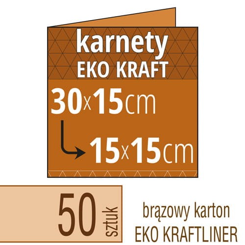 Zaproszenia, karnety EKO KRAFTLINER - 30x15 cm do 15x15  cm (kwadrat) - także możliwość druku zaproszenia w kolorze białym - pakiet 50 szt.