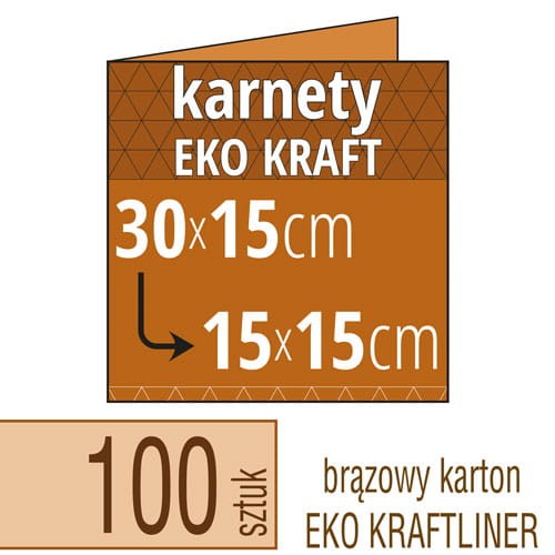 Zaproszenia, karnety EKO KRAFTLINER - 30x15 cm do 15x15  cm (kwadrat) - także możliwość druku zaproszenia w kolorze białym - pakiet 100 szt.