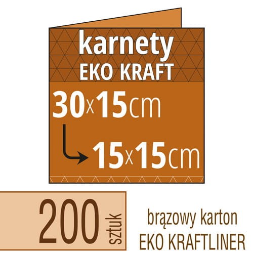 Zaproszenia, karnety EKO KRAFTLINER - 30x15 cm do 15x15  cm (kwadrat) - także możliwość druku zaproszenia w kolorze białym - pakiet 200 szt.