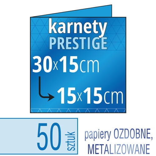 Zaproszenia, karnety PRESTIGE - 30x15 do 15x15 (kwadrat) - druk na papierach ozdobnych, metalizowanych, fakturowanych - także możliwość druku w kolorze białym - pakiet 50 szt.