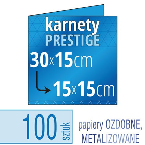 Zaproszenia, karnety PRESTIGE - 30x15 do 15x15 (kwadrat) - druk na papierach ozdobnych, metalizowanych, fakturowanych - także możliwość druku w kolorze białym - pakiet 100 szt.