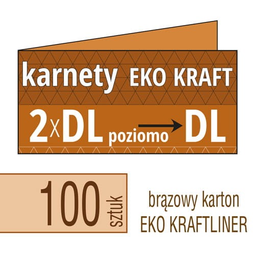 Zaproszenia, karnety EKO KRAFTLINER - 2xDL do DL (poziomo) - także możliwość druku zaproszenia w kolorze białym - pakiet 100 szt.