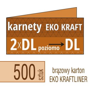 Zaproszenia, karnety KRAFT - 2xDL poziomo do DL - 500 szt.