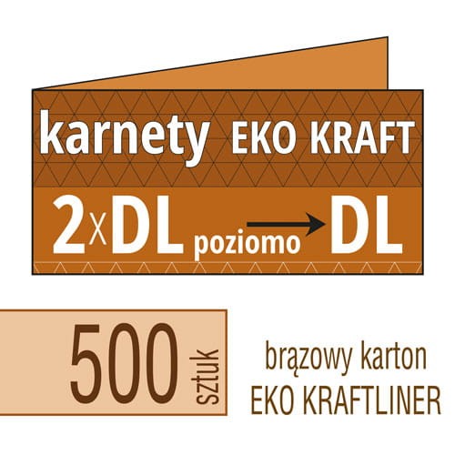 Zaproszenia, karnety EKO KRAFTLINER - 2xDL do DL (poziomo) - także możliwość druku zaproszenia w kolorze białym - pakiet 500 szt.