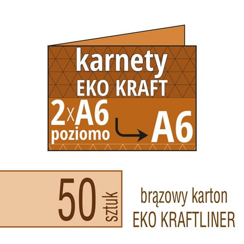 Zaproszenia, karnety EKO KRAFTLINER - 2xA6 do DL - także możliwość druku zaproszenia w kolorze białym - pakiet 50 szt.