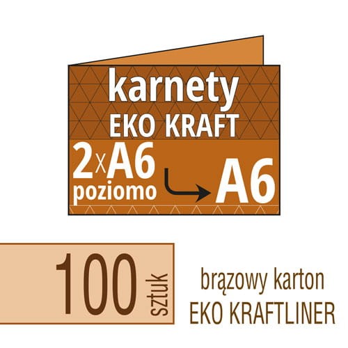 Zaproszenia, karnety EKO KRAFTLINER - 2xA6 do DL - także możliwość druku zaproszenia w kolorze białym - pakiet 100 szt.