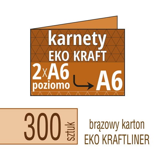 Zaproszenia, karnety EKO KRAFTLINER - 2xA6 do DL - także możliwość druku zaproszenia w kolorze białym - pakiet 300 szt.
