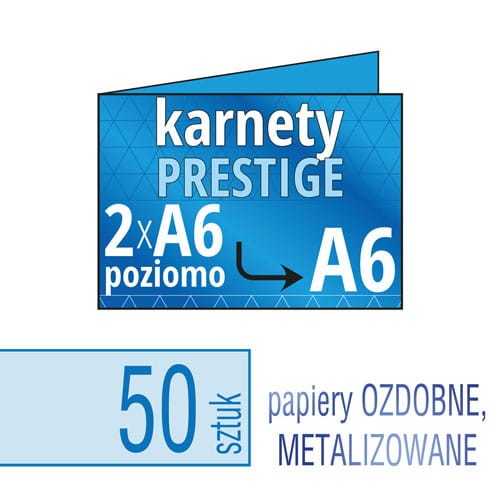 Zaproszenia, karnety PRESTIGE - 2xA6 do A6 (poziomo) - druk na papierach ozdobnych, metalizowanych, fakturowanych - także możliwość druku w kolorze białym - pakiet 50 szt.