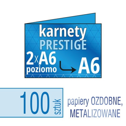 Zaproszenia, karnety PRESTIGE - 2xA6 do A6 (poziomo) - druk na papierach ozdobnych, metalizowanych, fakturowanych - także możliwość druku w kolorze białym - pakiet 100 szt.