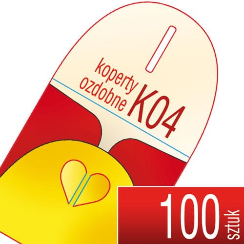 Koperty kartonowe OZDOBNE K04 (zamknięcie w serduszko) - druk pełnokolorowy - 100 szt.