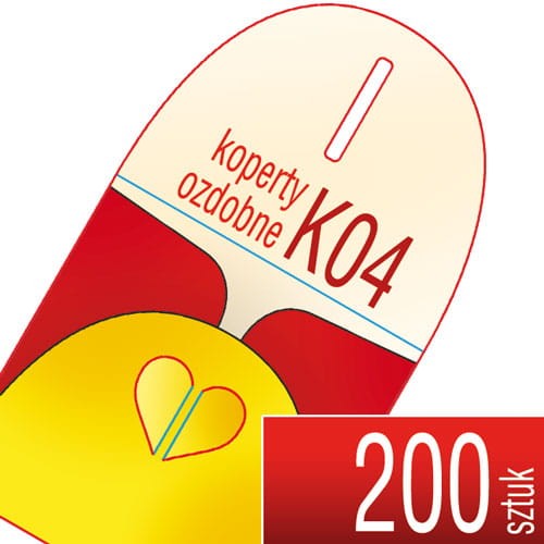 Koperty kartonowe OZDOBNE K04 (zamknięcie w serduszko) - druk pełnokolorowy - 200 szt.