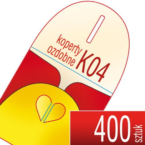 Koperty kartonowe OZDOBNE K04 (zamknięcie w serduszko) - druk pełnokolorowy - 400 szt.