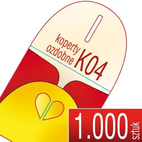 Koperty kartonowe OZDOBNE K04 (zamknięcie w serduszko) - druk pełnokolorowy - 1.000 szt.