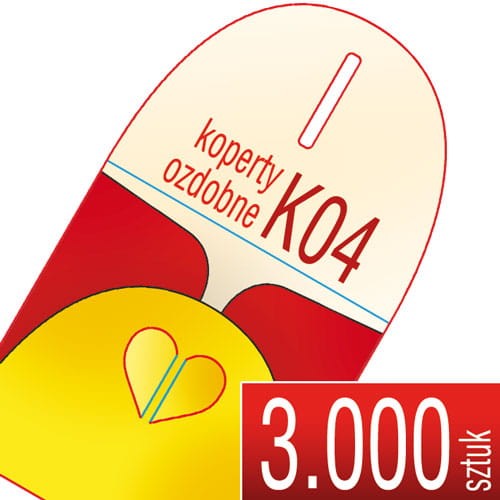 Koperty kartonowe OZDOBNE K04 (zamknięcie w serduszko) - druk pełnokolorowy - 3000 szt.