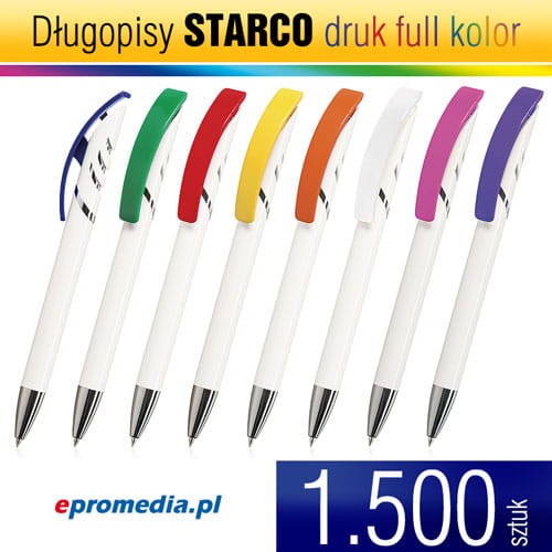 Długopisy STARCO WHITE z nadrukiem cyfrowym UV FULL KOLOR - 1.500 szt.