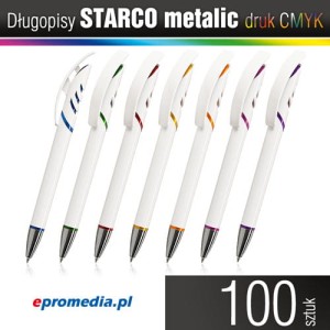 Długopisy STARCO METALIC z nadrukiem full kolor - pakiet 100 szt.