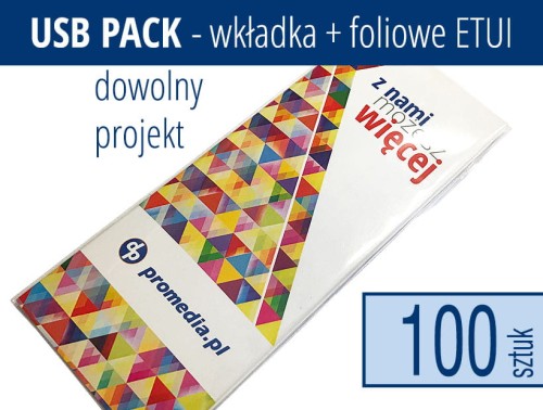 Opakowanie USB-PACK - kartonowa wkładka + foliowe etui. Opakowanie może być wykorzystane do większości pamięci USB dostępnych na rynku.