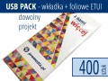 Opakowanie USB-PACK - kartonowa wkładka + foliowe etui. Opakowanie może być wykorzystane do większości pamięci USB dostępnych na rynku.