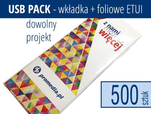 Opakowanie USB-PACK - kartonowa wkładka + foliowe etui. Opakowanie może być wykorzystane do większości pamięci USB dostępnych na rynku.