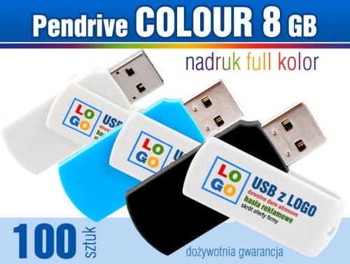 Pendrive COLOUR 8 GB z nadrukiem full kolor - komplet 100 szt.
