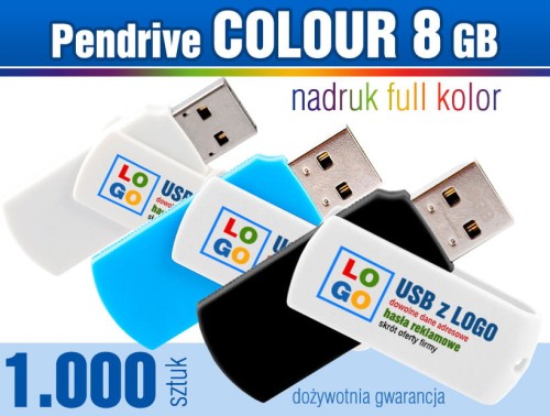 Pendrive COLOUR 8 GB z nadrukiem full kolor - komplet 1.000 szt.