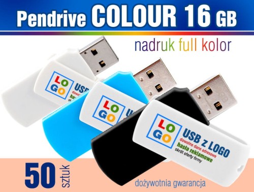 Pendrive COLOUR 16 GB z nadrukiem full kolor - komplet 50 szt.