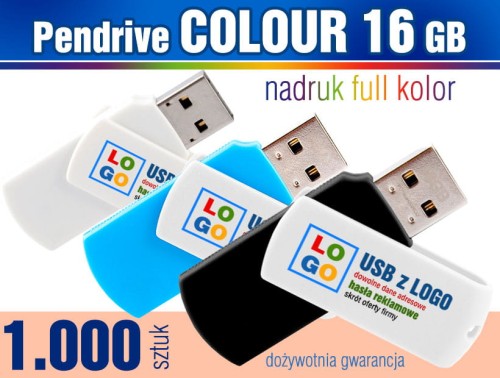 Pendrive COLOUR 16 GB z nadrukiem full kolor - komplet 1.000 szt.