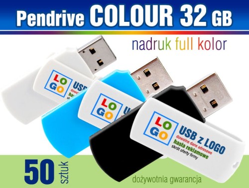 Pendrive COLOUR 32 GB z nadrukiem full kolor - komplet 50 szt.