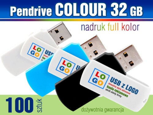 Pendrive COLOUR 32 GB z nadrukiem full kolor - komplet 100 szt.